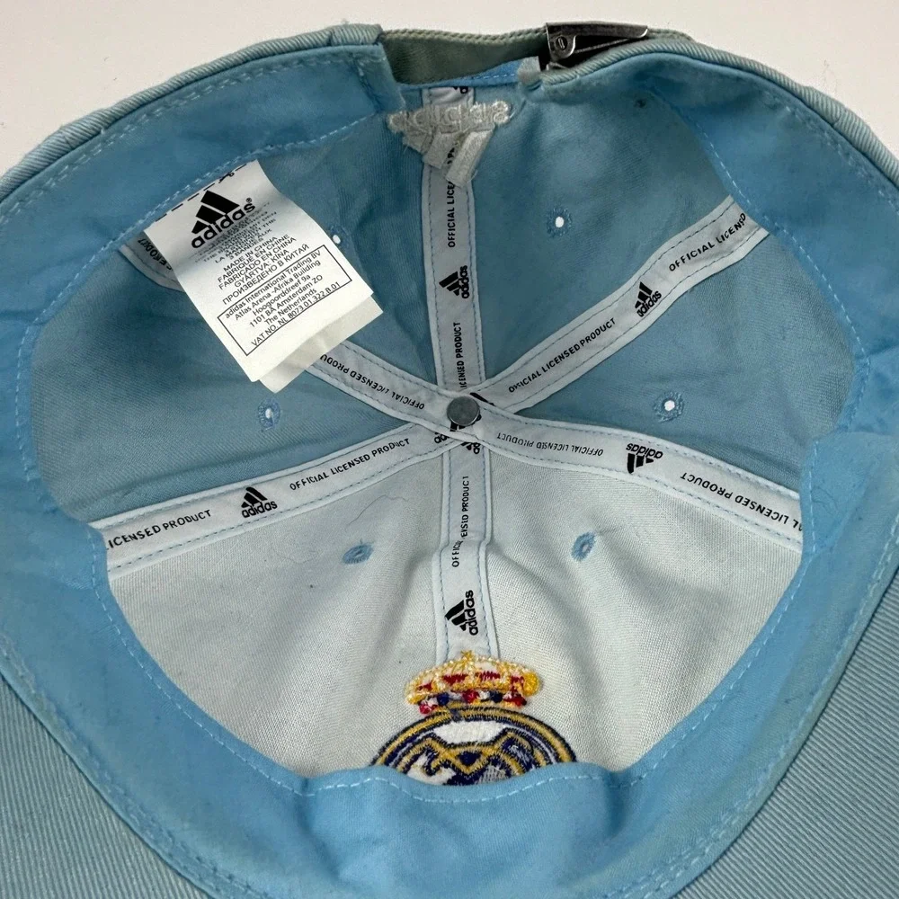 Adidas Real Madrid CF Embroidered Logo Baseball Cap Light Blue One Size Fit Most